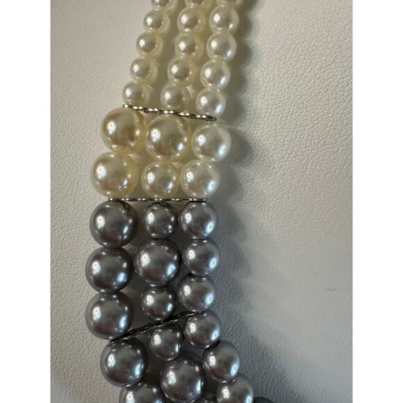 Faux cream and gray pearl necklace.  19” - Picture 7 of 7